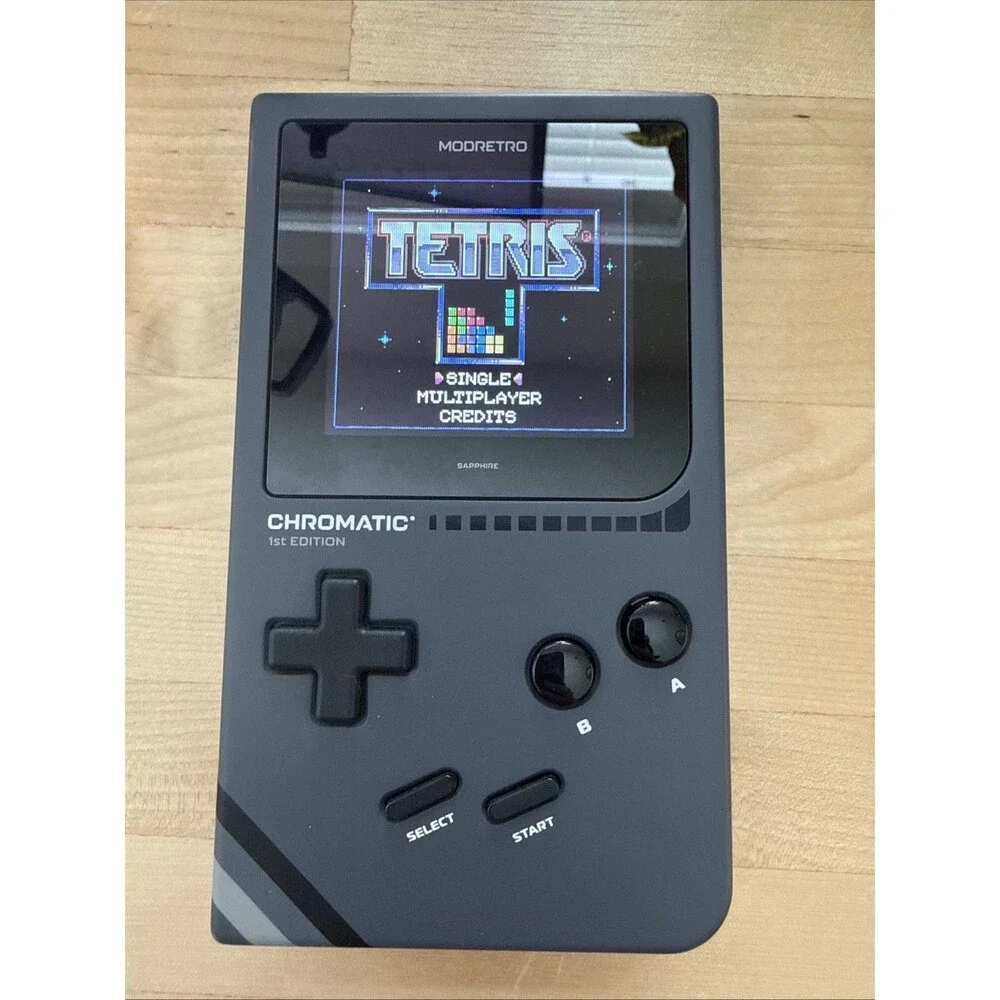 ModRetro Chromatic 1st Edition Black Sapphire Screen Game Boy with 7 Games